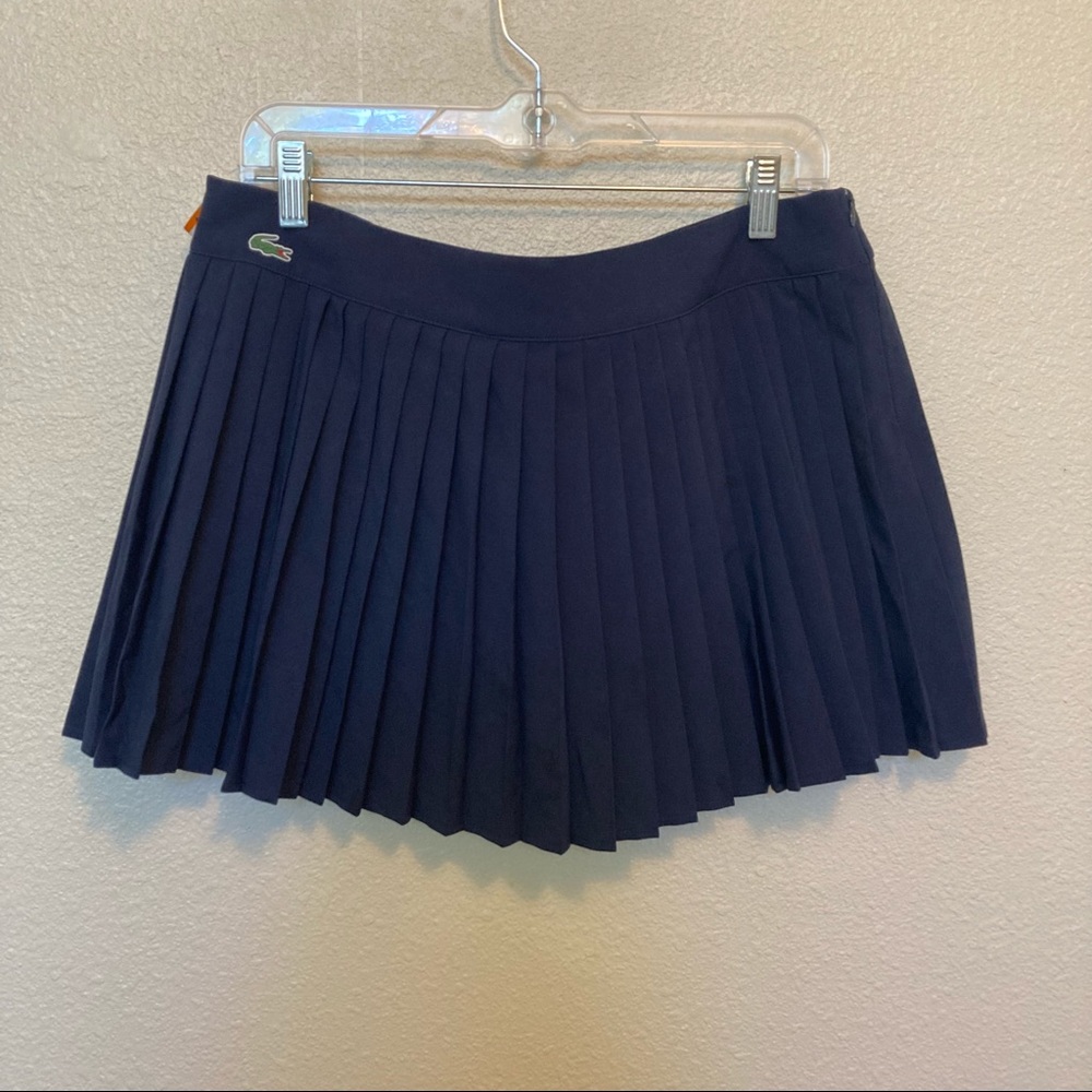 Lacoste pleated mini skirt Large 34 navy blue 42 y2k school girl athletic skirt